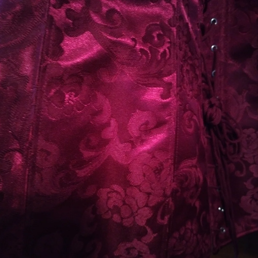 NWT Frederick's of Hollywood Dream Burlesque Red Satin Plus Size Corset 44 - Picture 6 of 6